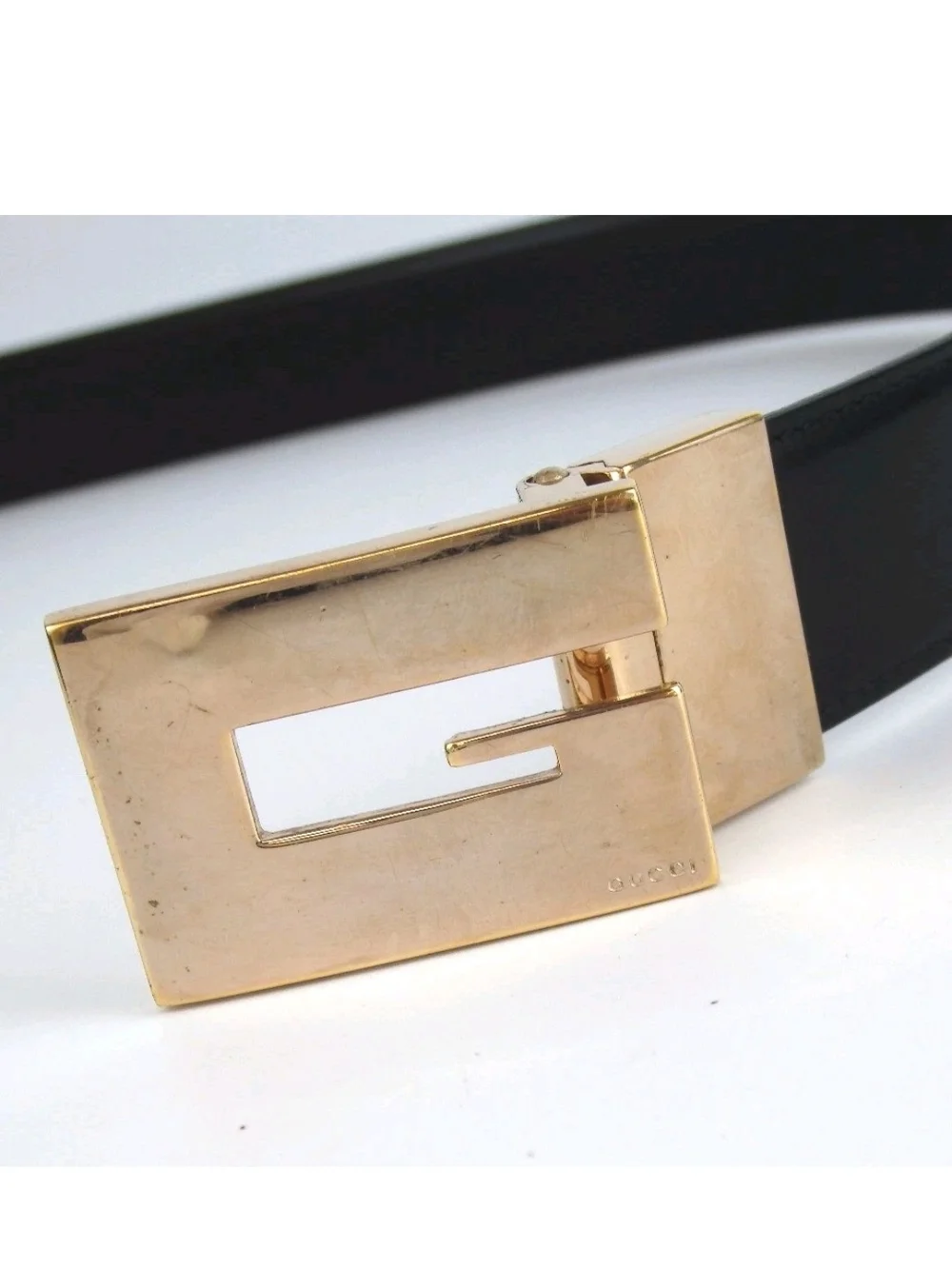 Gucci Black Leather Belt with Gold G Buckle